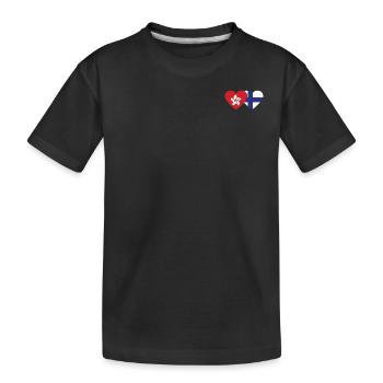 Hongkong Finnland Flagge Herz - Kinder Premium Bio T-Shirt - Schwarz - Vorne