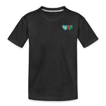 Kasachstan Turkmenistan Flagge Herz - Kinder Premium Bio T-Shirt - Schwarz - Vorne