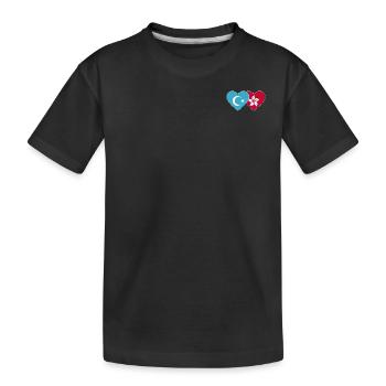 Uiguren Hongkong Flagge Herz - Kinder Premium Bio T-Shirt - Schwarz - Vorne