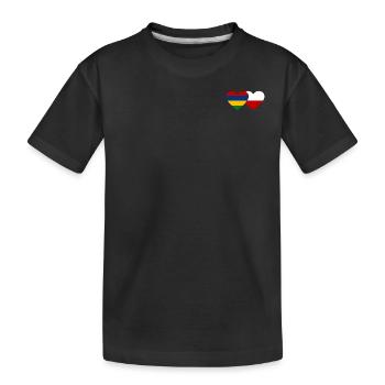 Mauritius Poland Flag Heart - Kids' Premium Organic T-Shirt - black - Front