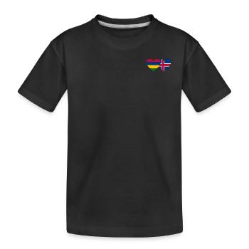 Mauritius Iceland Flag Heart - Kids' Premium Organic T-Shirt - black - Front