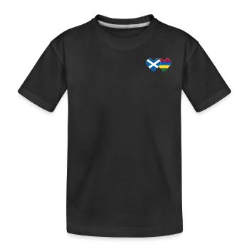 Scotland Mauritius Flag Heart - Kids' Premium Organic T-Shirt - black - Front