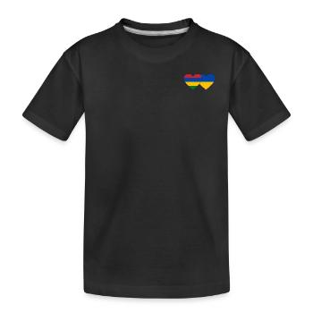Mauritius Ukraine Flag Heart - Kids' Premium Organic T-Shirt - black - Front