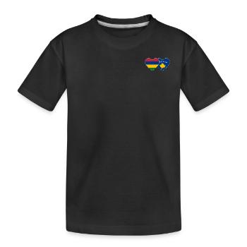 Mauritius Bosnien Flagge Herz - Kinder Premium Bio T-Shirt - Schwarz - Vorne