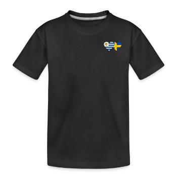 Uruguay Schweden Herz Flagge - Kinder Premium Bio T-Shirt - Schwarz - Vorne