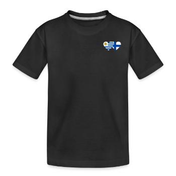 Uruguay Finnland Herz Flagge - Kinder Premium Bio T-Shirt - Schwarz - Vorne