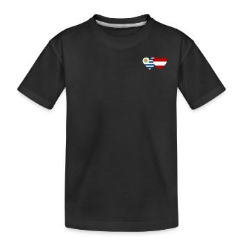 Uruguay Österreich Herz Flagge - Kinder Premium Bio T-Shirt - Schwarz - Vorne
