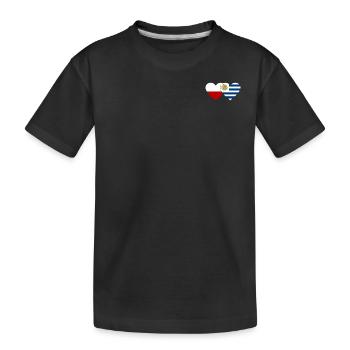 Polen Uruguay Herz Flagge - Kinder Premium Bio T-Shirt - Schwarz - Vorne