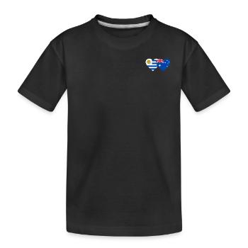 Uruguay Australien Herz Flagge - Kinder Premium Bio T-Shirt - Schwarz - Vorne