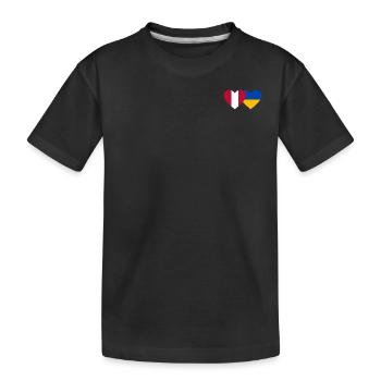 Pérou Ukraine Drapeau du cœur - T-shirt bio Premium Enfant - noir - Devant