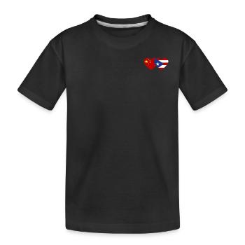 China Kuba Herz Flagge - Kinder Premium Bio T-Shirt - Schwarz - Vorne