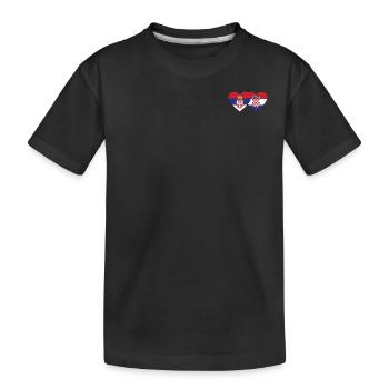 Serbia Croatia Heart Flag - Kids' Premium Organic T-Shirt - black - Front