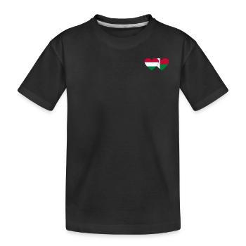 Ungarn Madagaskar Flagge Herz - Kinder Premium Bio T-Shirt - Schwarz - Vorne