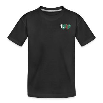 Pakistan Türkmenistan Flagge Herz - Kinder Premium Bio T-Shirt - Schwarz - Vorne