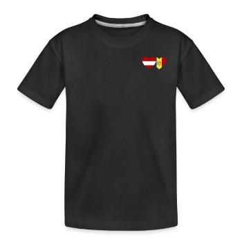 Österreich Andorra Flagge Herz - Kinder Premium Bio T-Shirt - Schwarz - Vorne