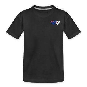 New Zealand South Korea Flag Heart - Kids' Premium Organic T-Shirt - black - Front