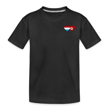 Luxemburg Hong Kong Flagge Herz - Kinder Premium Bio T-Shirt - Schwarz - Vorne