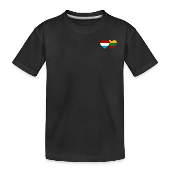 Luxemburg Litauen Flagge Herz - Kinder Premium Bio T-Shirt - Schwarz - Vorne