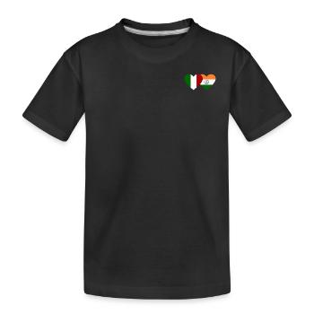Italy India Flag Heart - Kids' Premium Organic T-Shirt - black - Front