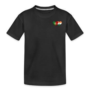 Portugal India Flag Heart - Kids' Premium Organic T-Shirt - black - Front