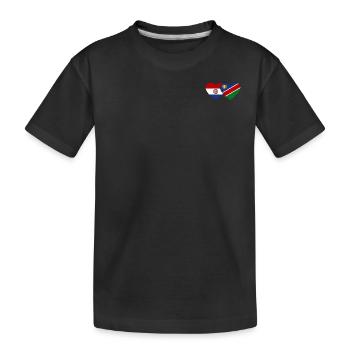 Domenikanische Republik Namibia Flagge Herz - Kinder Premium Bio T-Shirt - Schwarz - Vorne