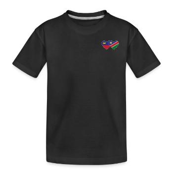 Liechtenstein Namibia Flag Heart - Kids' Premium Organic T-Shirt - black - Front