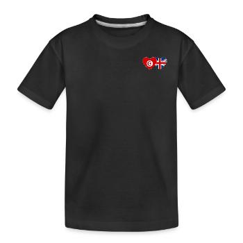 Tunisia Great Britain Flag Heart - Kids' Premium Organic T-Shirt - black - Front