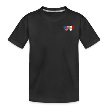 USA Meksiko Flagge Herz - Kinder Premium Bio T-Shirt - Schwarz - Vorne