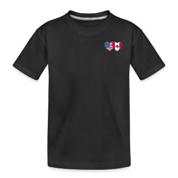 USA Kanada Flagge Herz - Kinder Premium Bio T-Shirt - Schwarz - Vorne