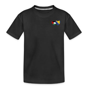 Palästina Bosnien Flagge Herz - Kinder Premium Bio T-Shirt - Schwarz - Vorne