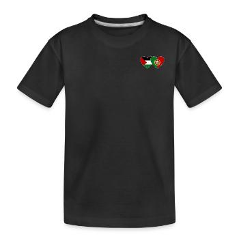 Palästina Portugal Flagge Herz - Kinder Premium Bio T-Shirt - Schwarz - Vorne
