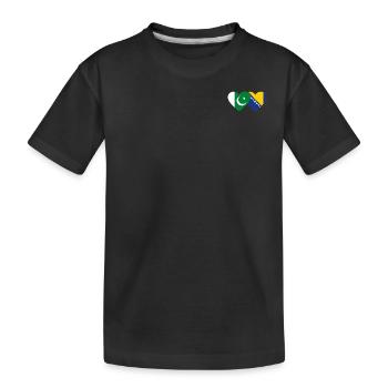Pakistan Bosnien Flagge Herz - Kinder Premium Bio T-Shirt - Schwarz - Vorne