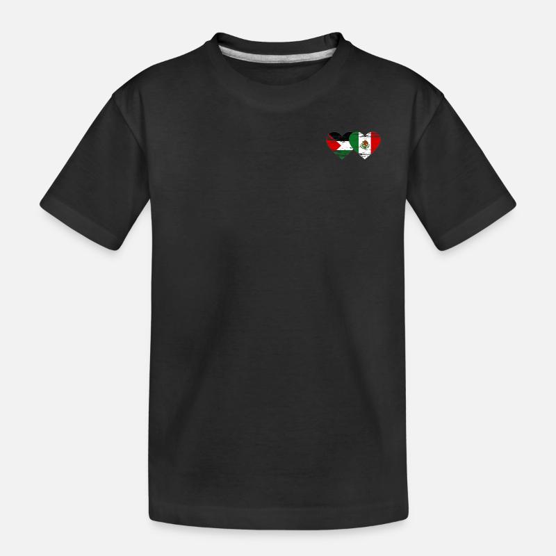 Palestine Mexique drapeau coeur - T-shirt bio Premium Enfant - noir