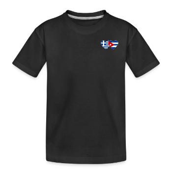 Griechenland Kuba Flagge Herz - Kinder Premium Bio T-Shirt - Schwarz - Vorne