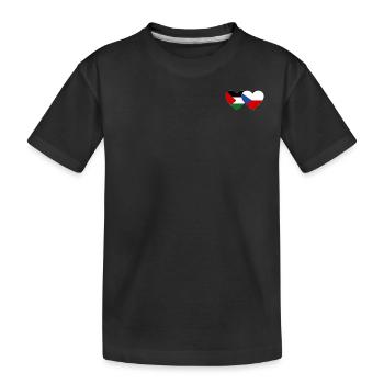 Palestine Czech Republic Flag Heart - Kids' Premium Organic T-Shirt - black - Front