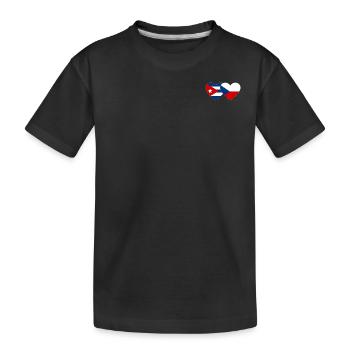 Kuba Tschechien Flagge Herz - Kinder Premium Bio T-Shirt - Schwarz - Vorne