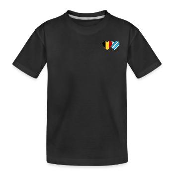 Belgium Bavaria Flag Heart - Kids' Premium Organic T-Shirt - black - Front