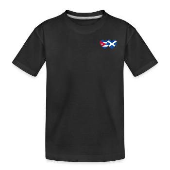 Kuba Schottland Flagge Herz - Kinder Premium Bio T-Shirt - Schwarz - Vorne