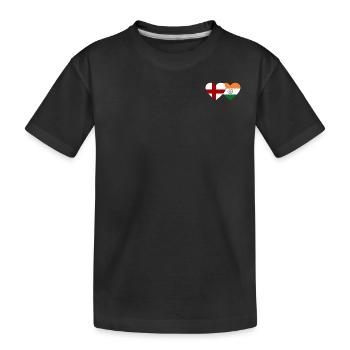 England India Flag Heart - Kids' Premium Organic T-Shirt - black - Front