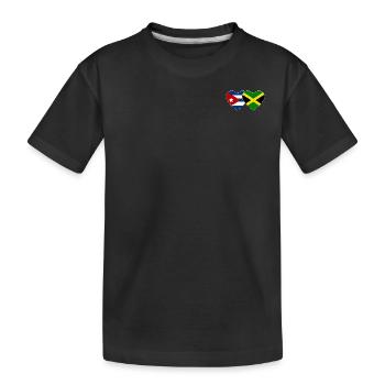 Kuba Jamaika Flagge Herz - Kinder Premium Bio T-Shirt - Schwarz - Vorne