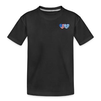 USA Greece Flag Heart - Kids' Premium Organic T-Shirt - black - Front