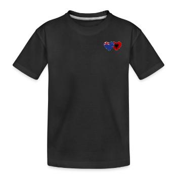 Neuseeland Albanien Flagge Herz used - Kinder Premium Bio T-Shirt - Schwarz - Vorne