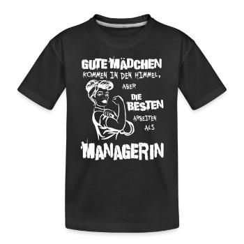 Die besten arbeiten als Managerin Führung mit Herz - Kinder Premium Bio T-Shirt - Schwarz - Vorne