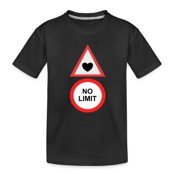 Herz Liebe Kein Limit Verkehrszeichen - Kinder Premium Bio T-Shirt - Schwarz - Vorne
