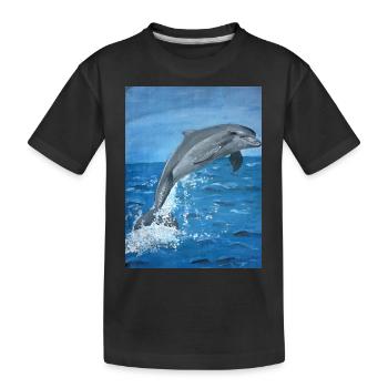 Delphin - Kinder Premium Bio T-Shirt - Schwarz - Vorne