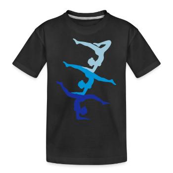 gymnastics tower circus team 3 gymnasts crew freu - Kids' Premium Organic T-Shirt - black - Front