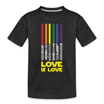 Lightsaber Rainbow, Love Is Love - Kids' Premium Organic T-Shirt - black - Front