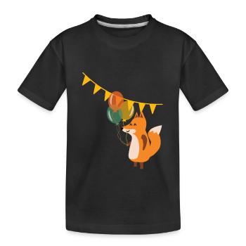 Fuchs mit Luftballons - Kinder Premium Bio T-Shirt - Schwarz - Vorne