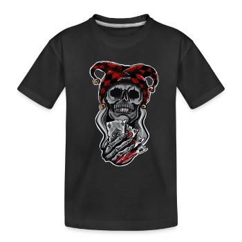 Harlekin/ Schädel/ Joker - Kinder Premium Bio T-Shirt - Schwarz - Vorne