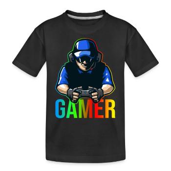 Joueur avec cadeau de contrôleur pour les joueurs et les joueurs - T-shirt bio Premium Enfant - noir - Devant